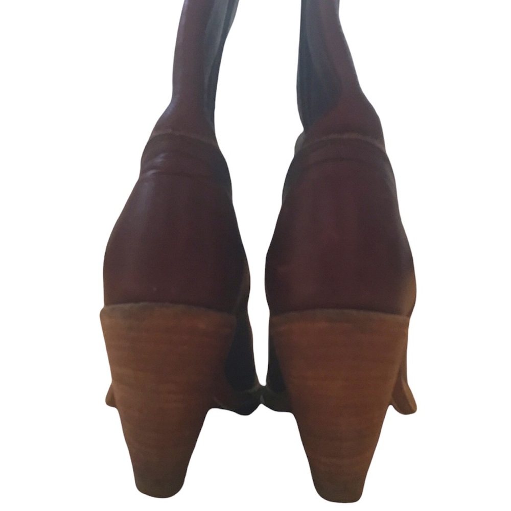Frye Women's Brown Leather Western Heeled Boots - Picture 7 of 8